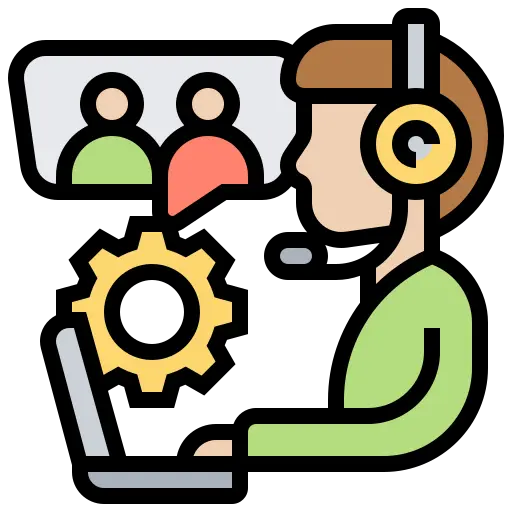 In this picture, A man is using compuiter for serving Human Resources (HR) consultancy